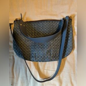Clare V. Light Blue Woven Checker Moyen Messenger